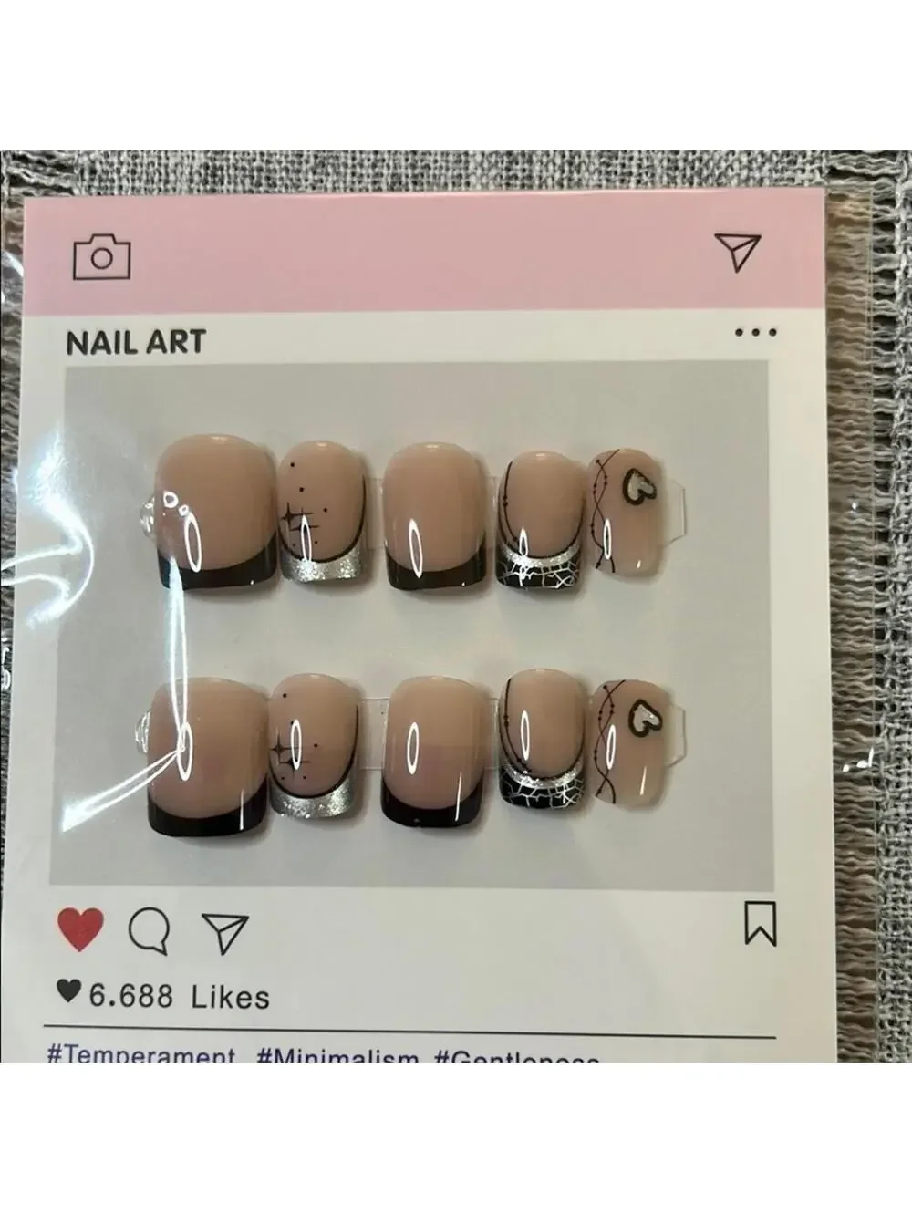 Nail Art Set with Nude and Silver Accents